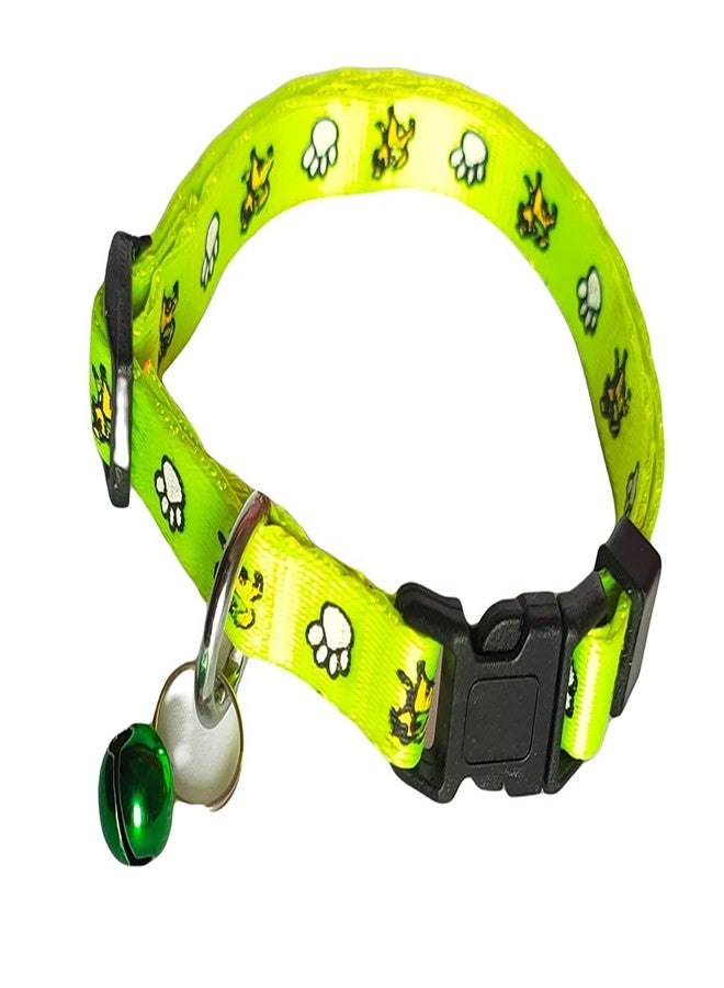 Pups&Pets Printed (18-30 cm) Adjustable Cat Everyday Collar, Puppy Collar Dog Paw Printed Small, 10 MM Green - Image 2